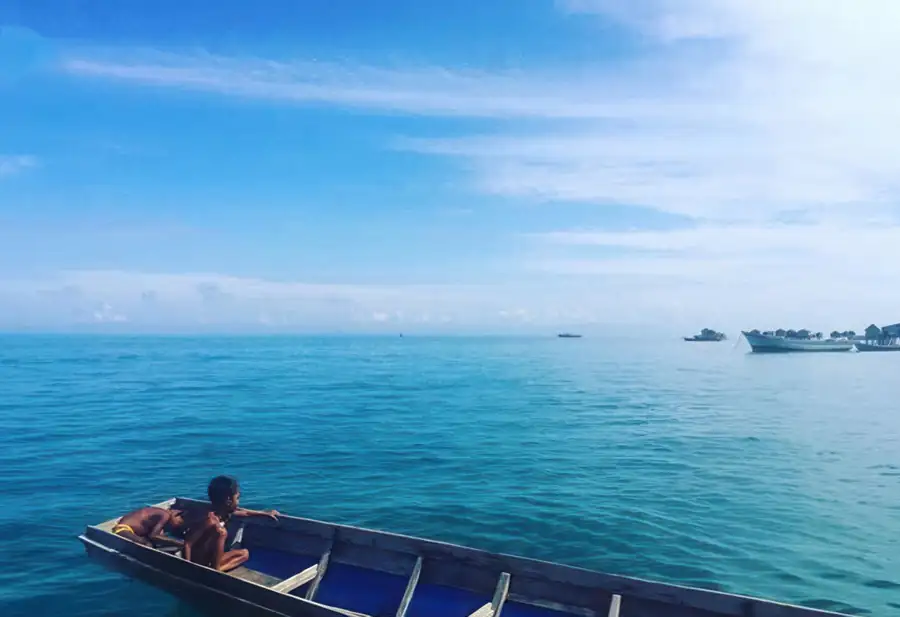 Traditional boat of the Bajau Laut sea gypsies in Semporna Crystal Resort