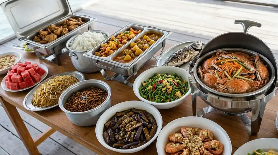 Large selection of buffet meals for resort guests Crystal Resort
